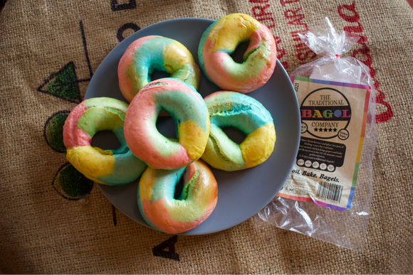 Rainbow Vegan Bagels 3 Ways