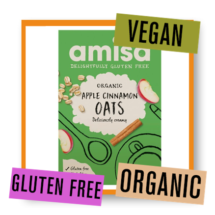 Amisa Organic Gluten Free Apple & Cinnamon Spice Porridge Oats