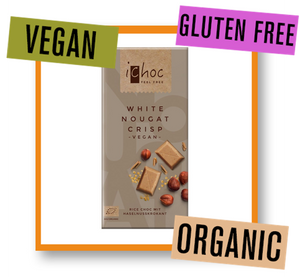 iChoc Organic White Nougat Crisp Rice Chocolate Bar