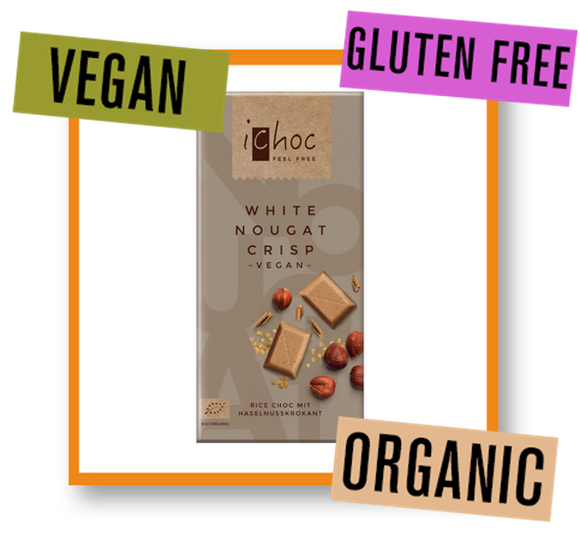 iChoc Organic White Nougat Crisp Rice Chocolate Bar