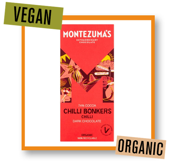 Montezuma Organic Chilli Bonkers 74% Dark Chocolate Bar